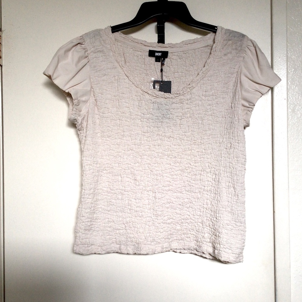 DKNY Textured Mix Media Top